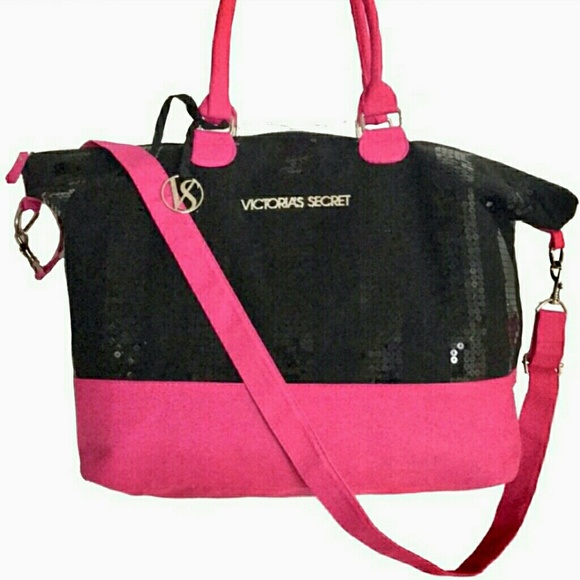 Victoria's Secret Handbags - New Victoria's secret /Black & pink sequined bag
